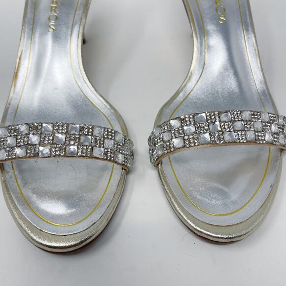 Caparros Size 9 Gold Metallic Starla Rhinestone Embellished Evening Heels Sandal - Picture 10 of 14